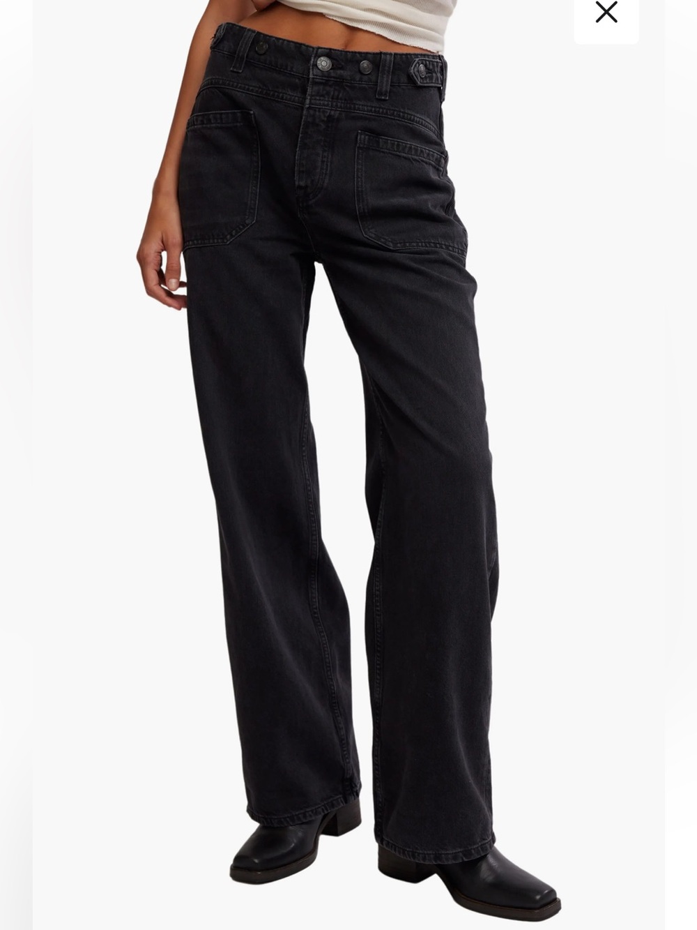 We the Free Palmer Cuffed Baggy Jeans in Outer Space Size 26 Oversized